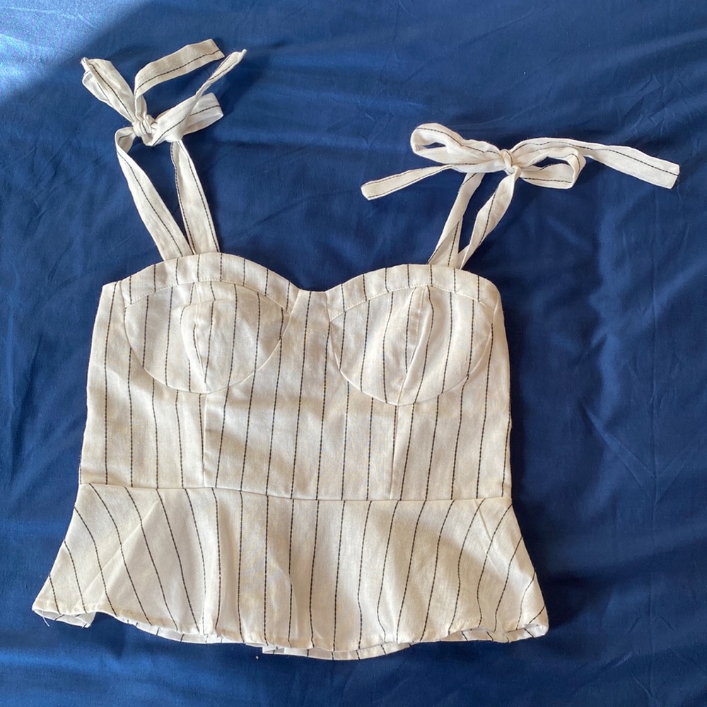 NWOT Striped crop top with bow straps